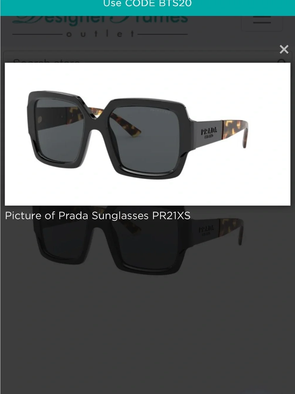 Prada Black Frame Sunglasses with Tortoiseshell Temples